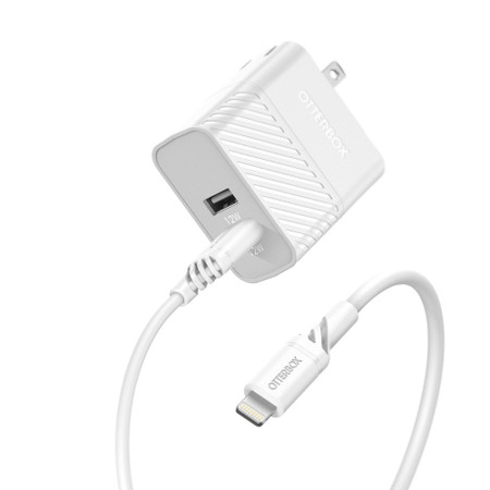 Chargeur Mural Double USB 12W avec cable Lightning, 4 pieds(Blanc)