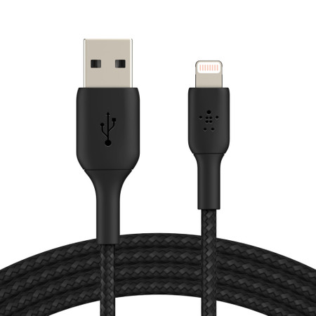 BOOST Braided Lightning to USB-A Cable,  6ft (Black)